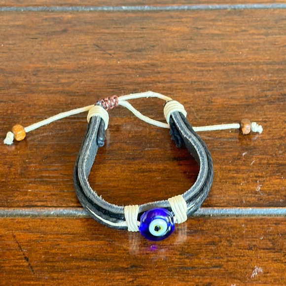 Leather All Seeing Eye Adjustable Bracelet - Picture 1 of 5